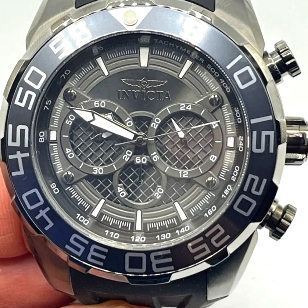 MENS BLACK n CHARCOAL 50MM INVICTA SPEEDWAY WATCH